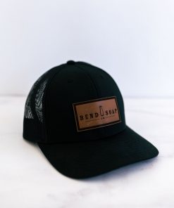 Black Trucker Hat With Leather Panel